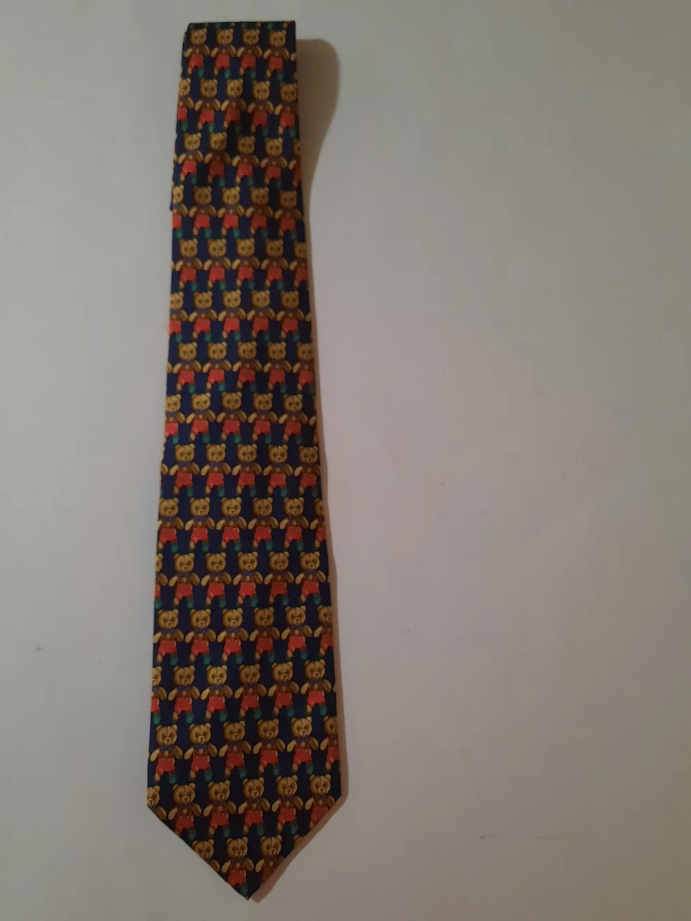 Beaufort Tie Rack Men's 100% Silk Teddy Bear Necktie Navy Blue Italy Vintage